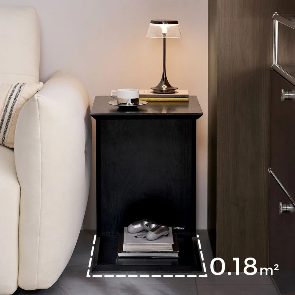 Italian Minimalist Solid Wood Side Table Coffee Table Living Room Luxury Movable Corner Accent Table Furniture Bed Side
