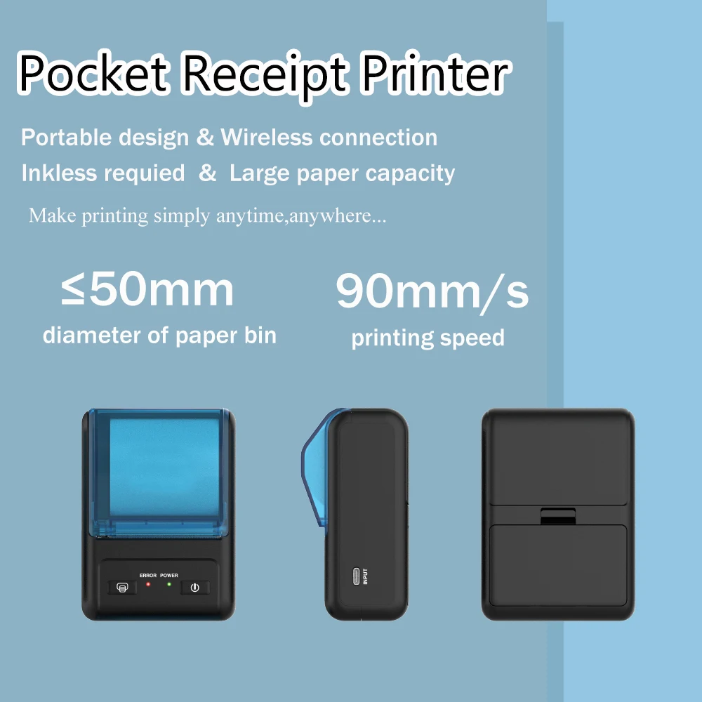 Milestone Ticket Impresora Termina 58mm Handheld Portable Mini Mobile Phone Bt Thermal Taxi Receipt Printer