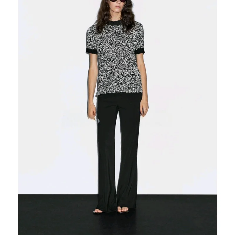 

MD Осенняя новая женская простая пригородная футболка Sle ort Version круглая Ne ort Sve Color Blo Трикотажная футболка Топ из полиэстера F...