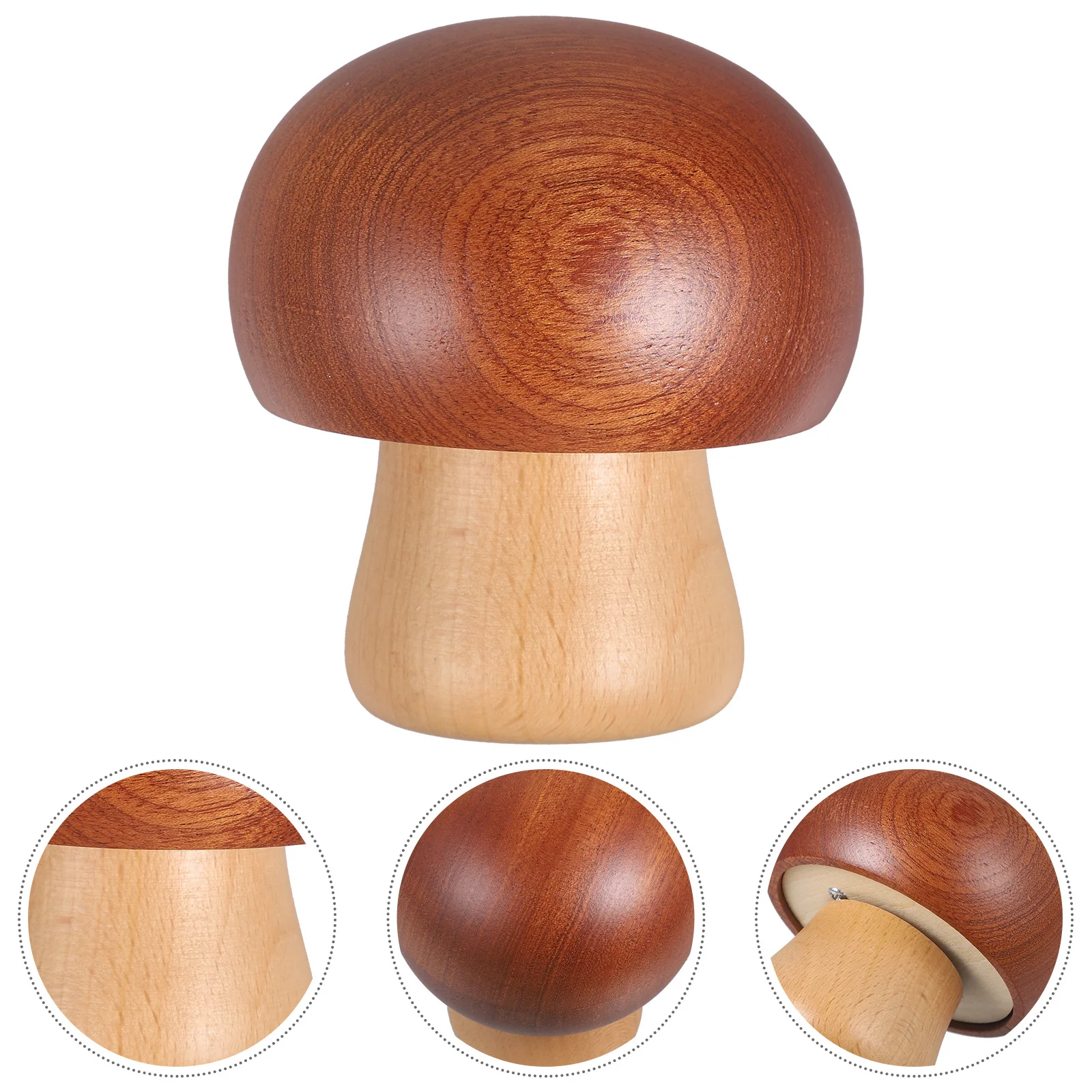 

Vintage Wooden Rotating Music Box Mushroom Shape Portable Delicate Home Decor Melodious Sound Craft Music Box Ornament