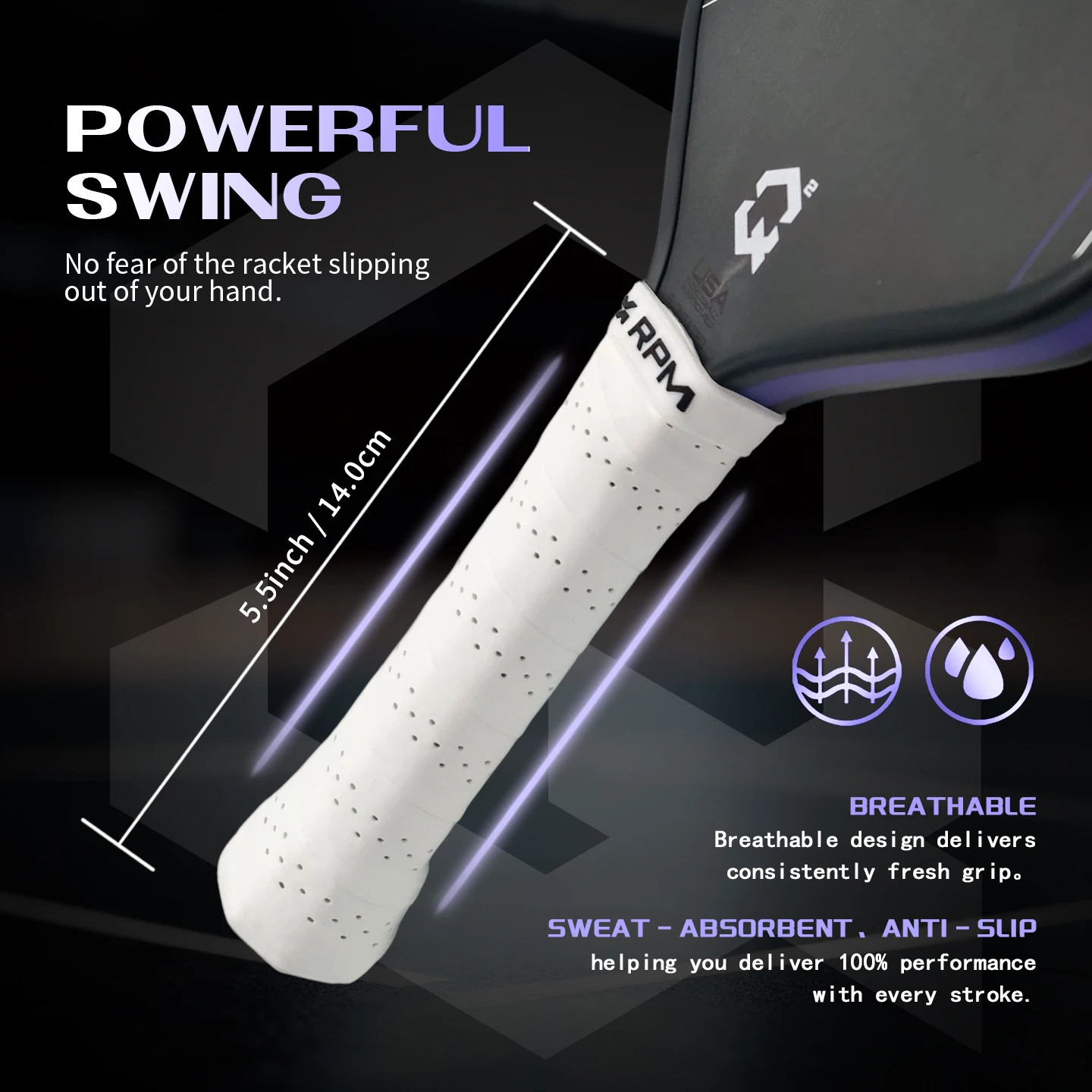 RPM Q2 Pickleball Paddle 1:1 Racket Toray T700 Carbon Fiber Surface Friction Hot Press EPP Foam Core 16mm image 5