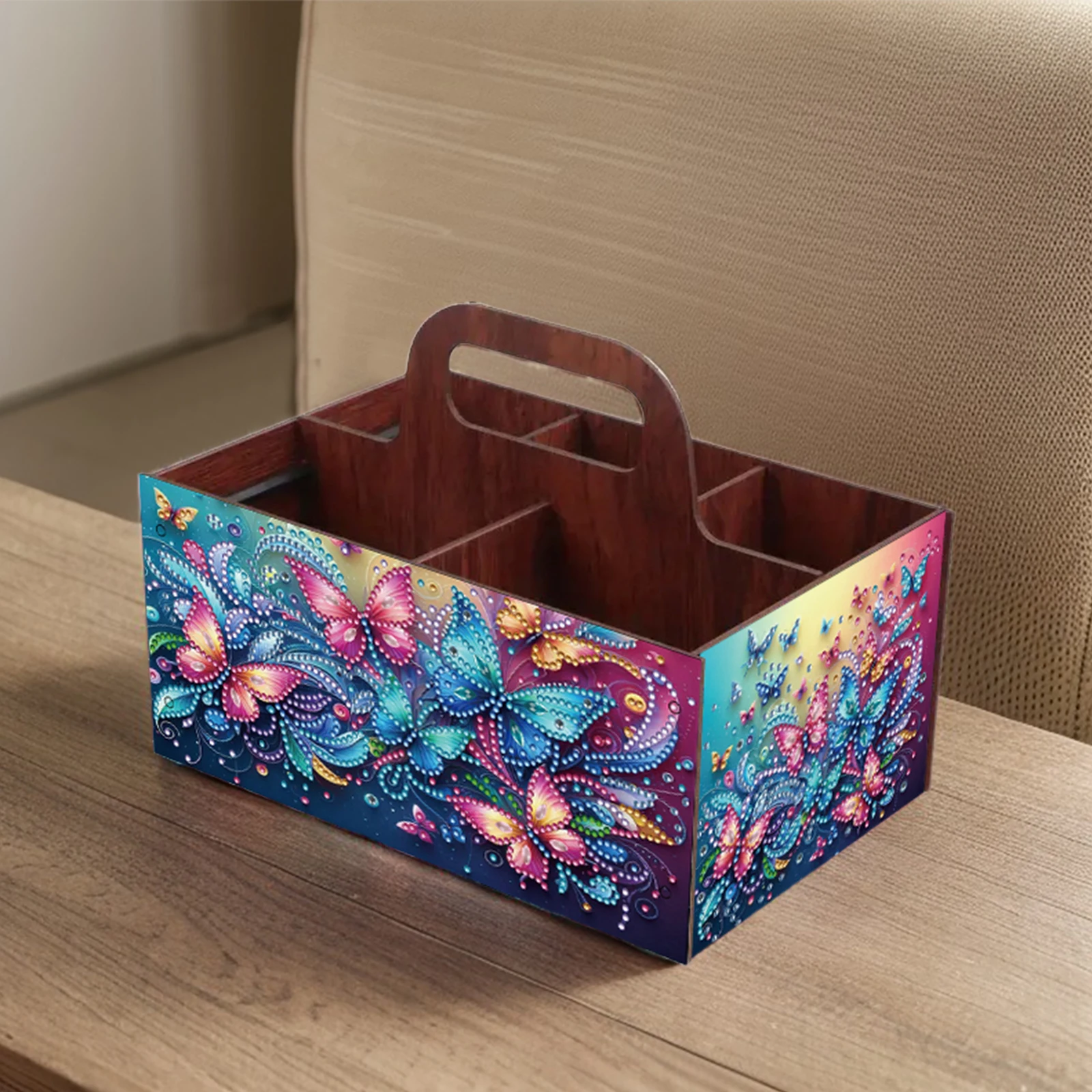 

Completed Diamond Art Handmade Wooden Storage Box for Desktop Decor(Butterfly B)