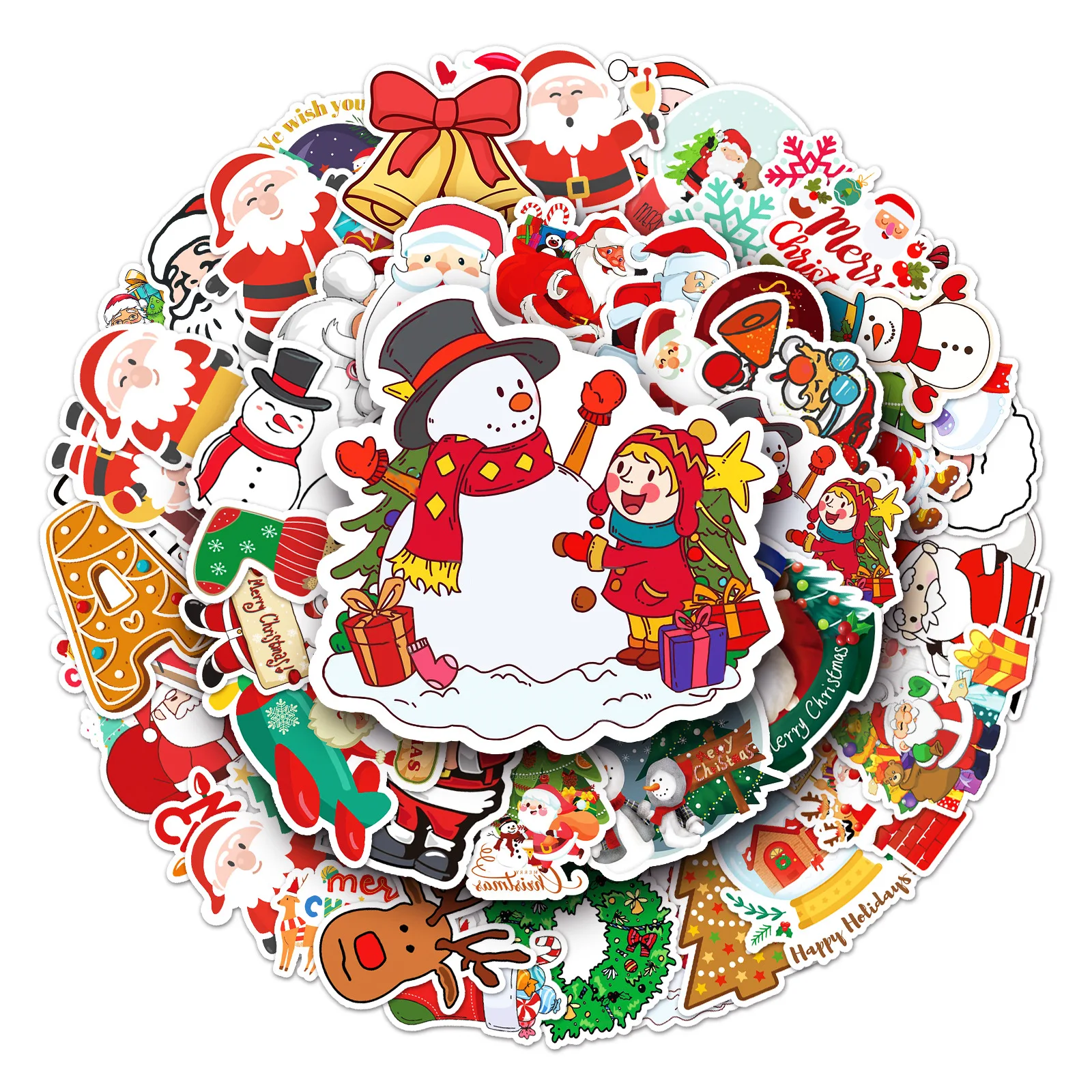 100Pcs Cartoon Christmas Art Aesthetic Varied Stickers Pack for Kids Travel Luggage Scrapbooking Car Decoration Graffiti Decal