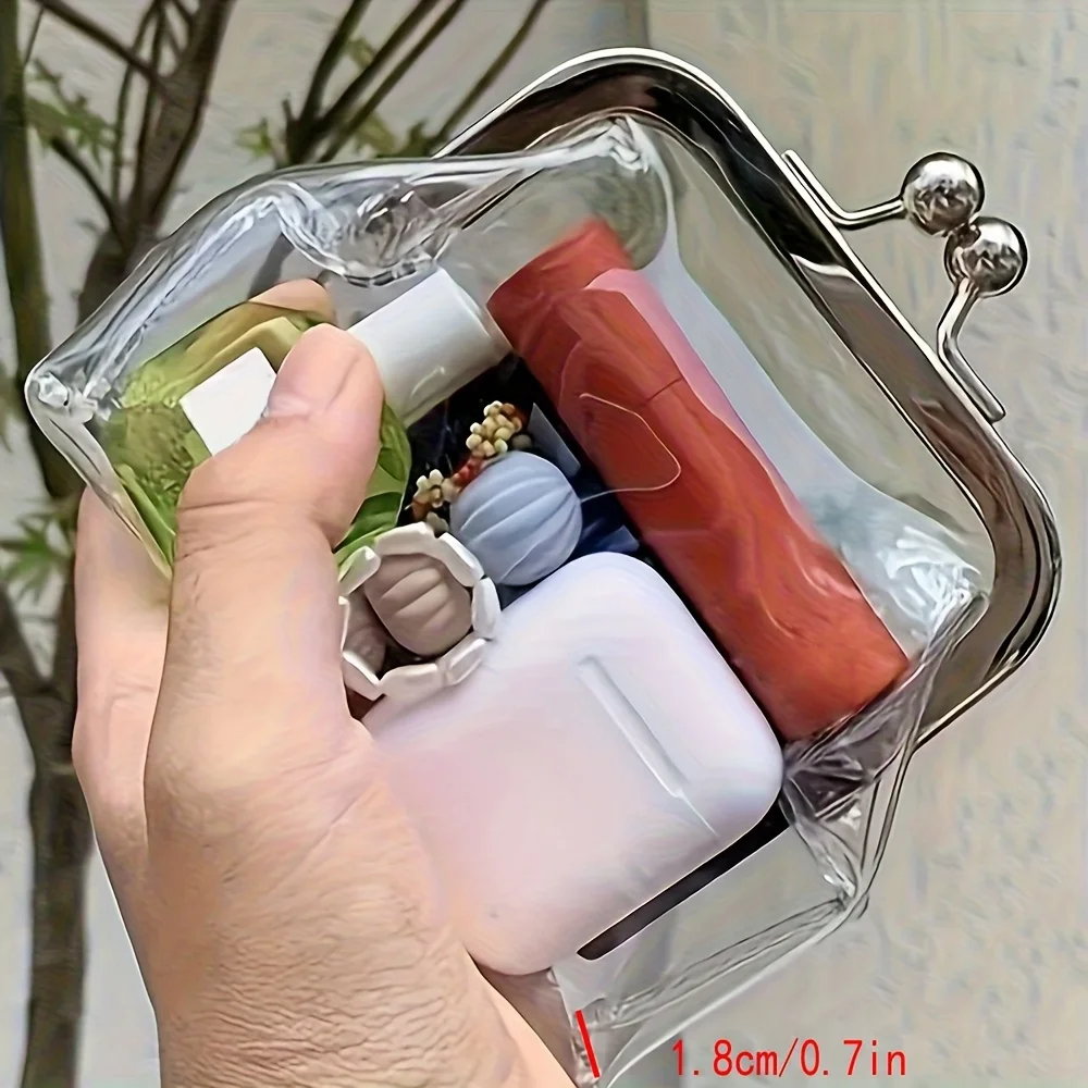 1pc of Retro PVC Coin Wallet, Compact Cosmetic Storage Pouch, Travel Makeup Bag for Ladies And