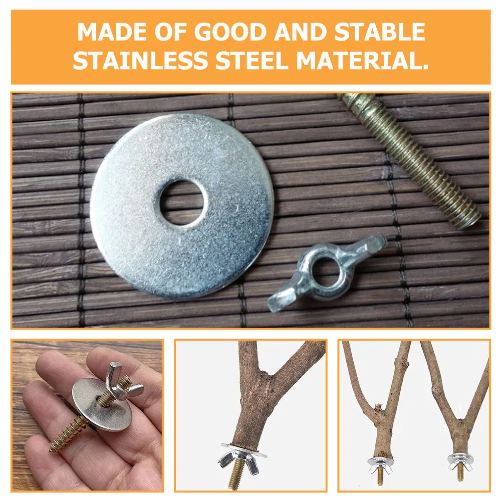 1Set Metal Bird Cage Screw Bird Accessory Retaining Screws Nuts Gaskets Heavy Duty Perch Fixing Kit Parrot Springboard