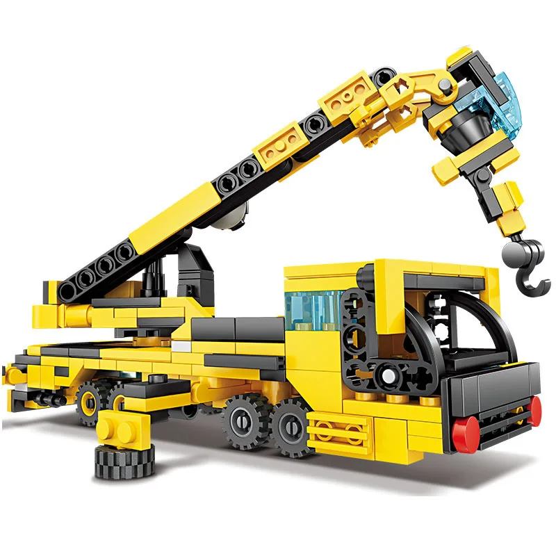 Série de veículos de engenharia 8 em 1, blocos de empilhamento, conjunto de brinquedos educativos infantis com blocos de construção