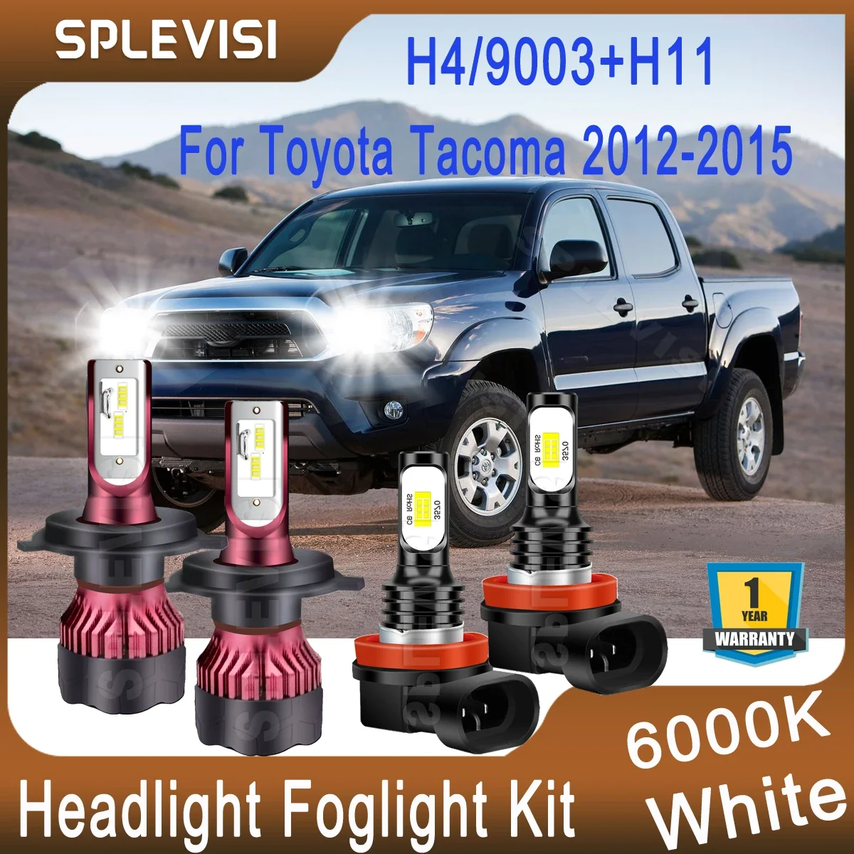 

9003 H4 led headlight fog light H11 headlamp foglight For Toyota Tacoma 2012 2013 2014 2015 Bright White 28000LM