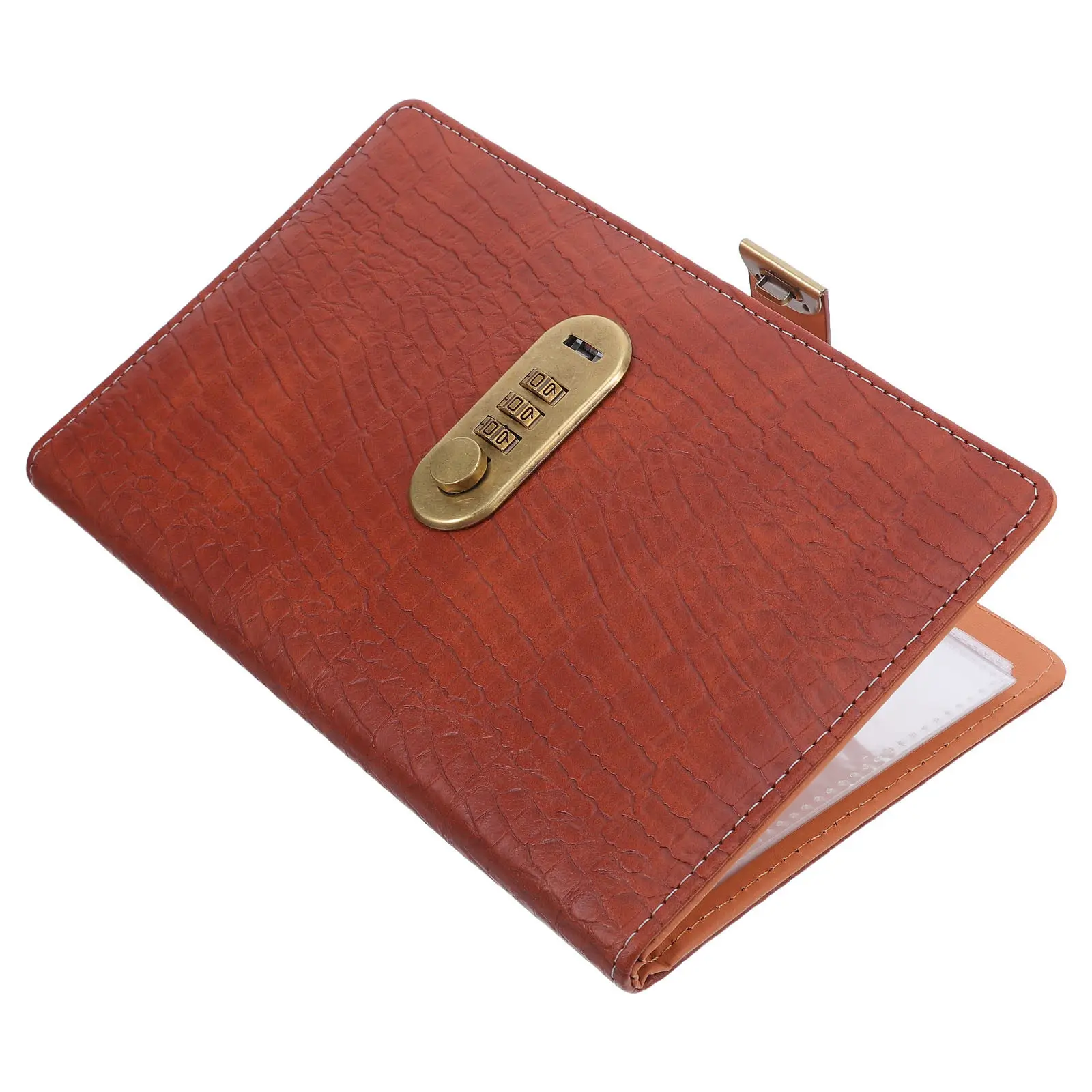 Deposit Slip Organizer with Combination Lock PU Check Book Binder Cover 48 Checks 24 Card Slots Monthly Receipt