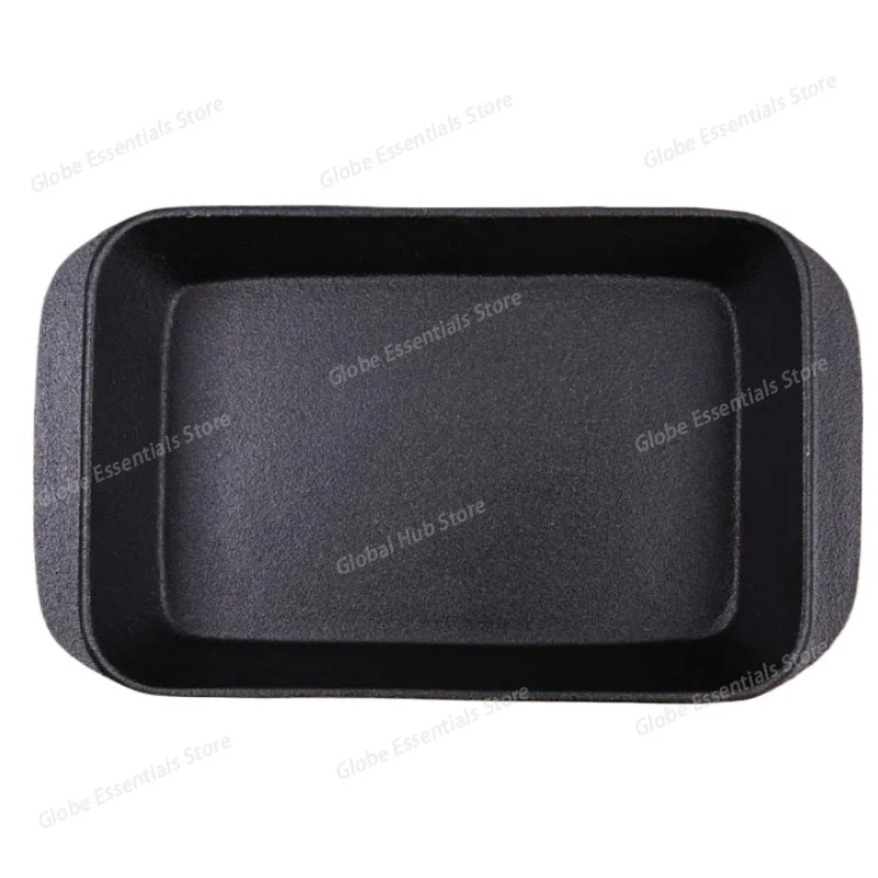 Cast Iron Rectangular Fish Grilling Pan - Outdoor BBQ Plate, Commercial Frying Pan and Hotel Flat Bottom Steak Griddle
