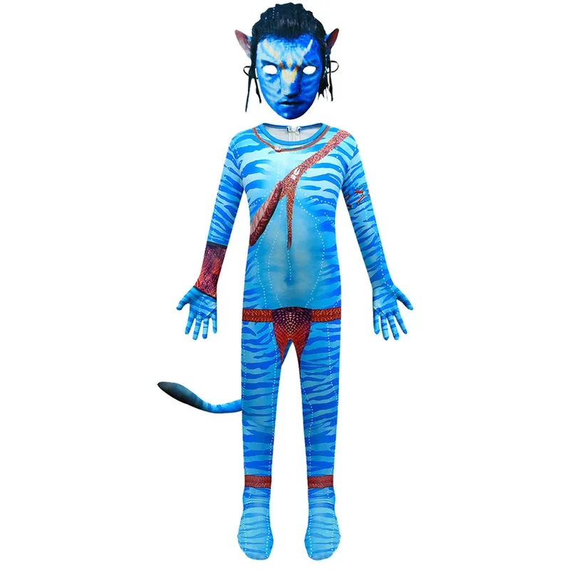 アバタリング水の道コスプレ衣装映画ジェイクサリーネイティリボディスーツスーツ全身タイツジャンプスーツハロウィンコスチューム子供のための