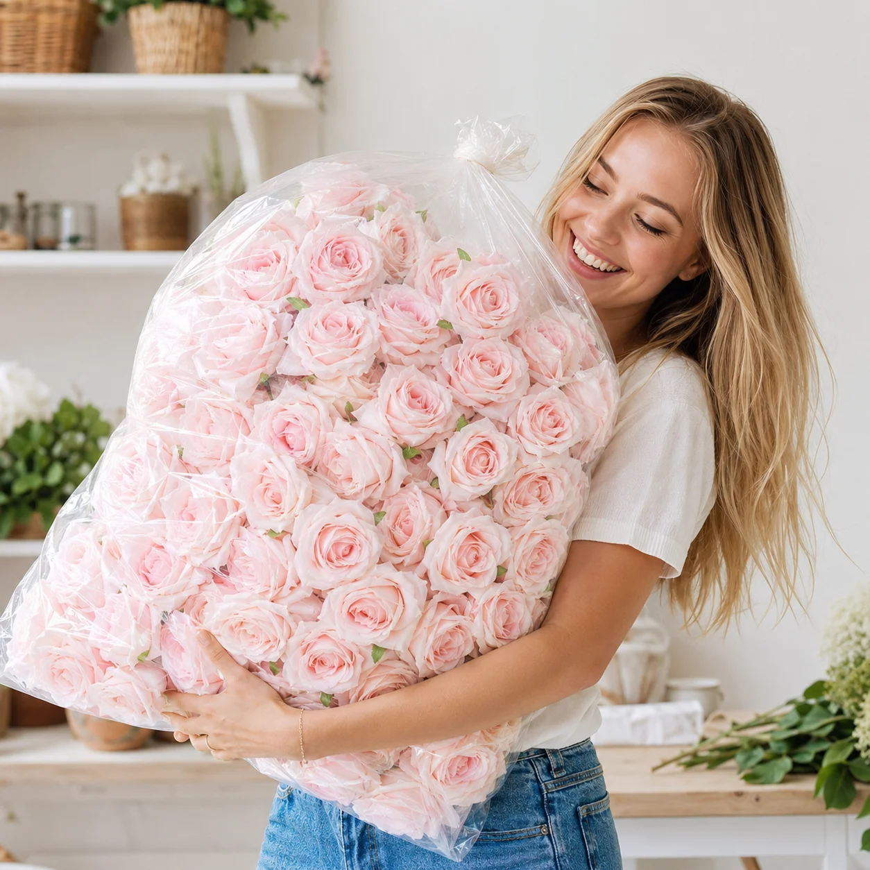 20PCS 10cm Silk Artificial Rose Heads Large Stemless Faux Flowers For DIY Wedding Backdrop Bridal Shower Flower Wall Home Decor