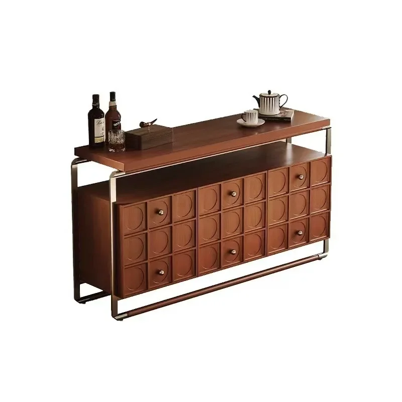 

dining side cabinet is integrated, tea cabinet against the wall, American light luxury wood porch cabinet, locker cabinet