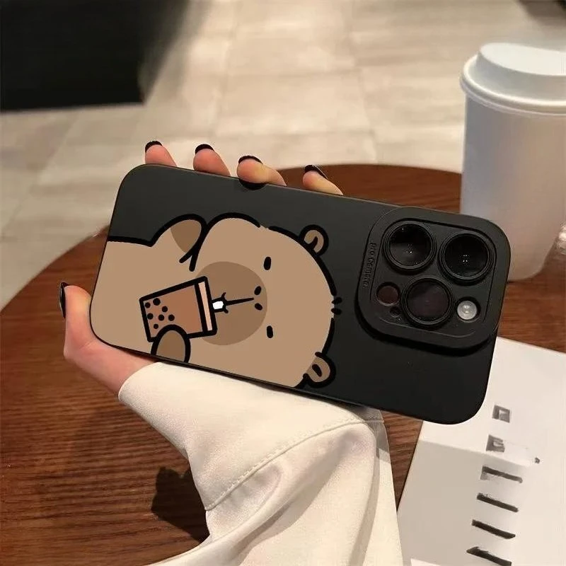 

Cute Fur Capybara Phone Case For Xiaomi Poco X7 Pro M7 Pro M6 Plus F7 C85 C75 C71 5G 4G Camera Protection Soft Shockproof Cover