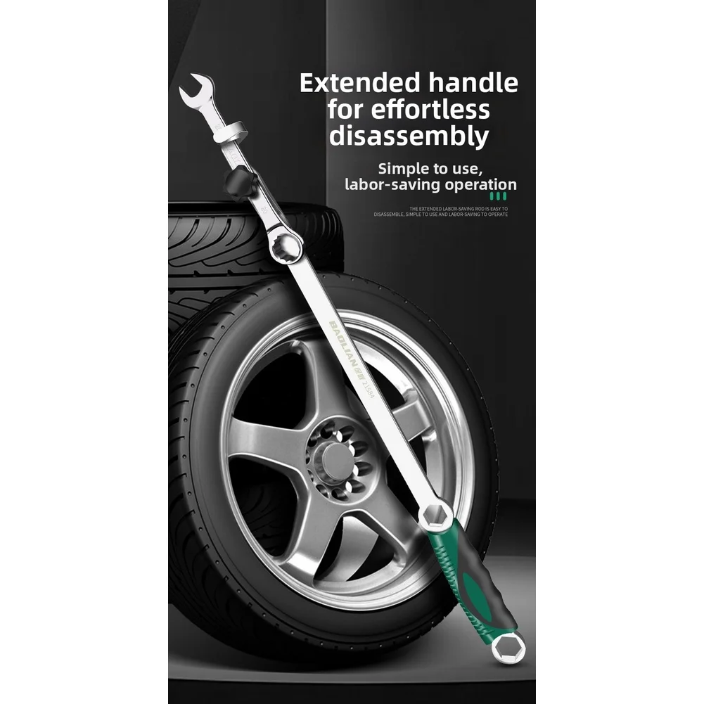 Wrench Extension Rod 400mm Green Finish Chromium Vanadium Steel for Socket Wrenches Open End and Adjustable Wrench Use