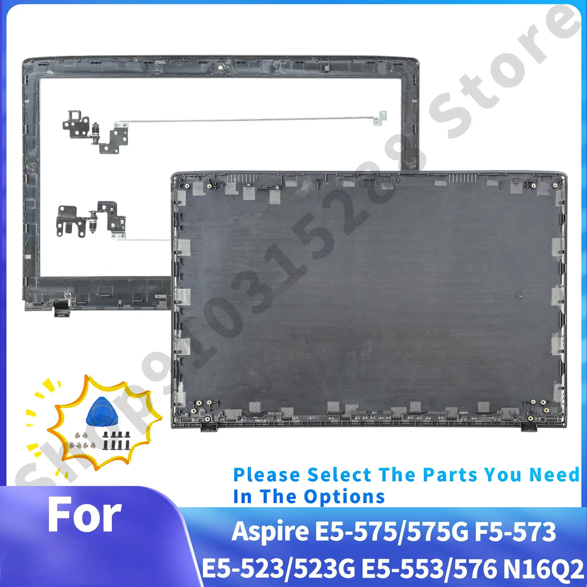 LCD couverture arrière/avant lunette/charnières pour Aspire E5-523 E5-553 E5-576 F5-573 E5-575 E5-575T boîtier d'ordinateur portable réparation en plastique