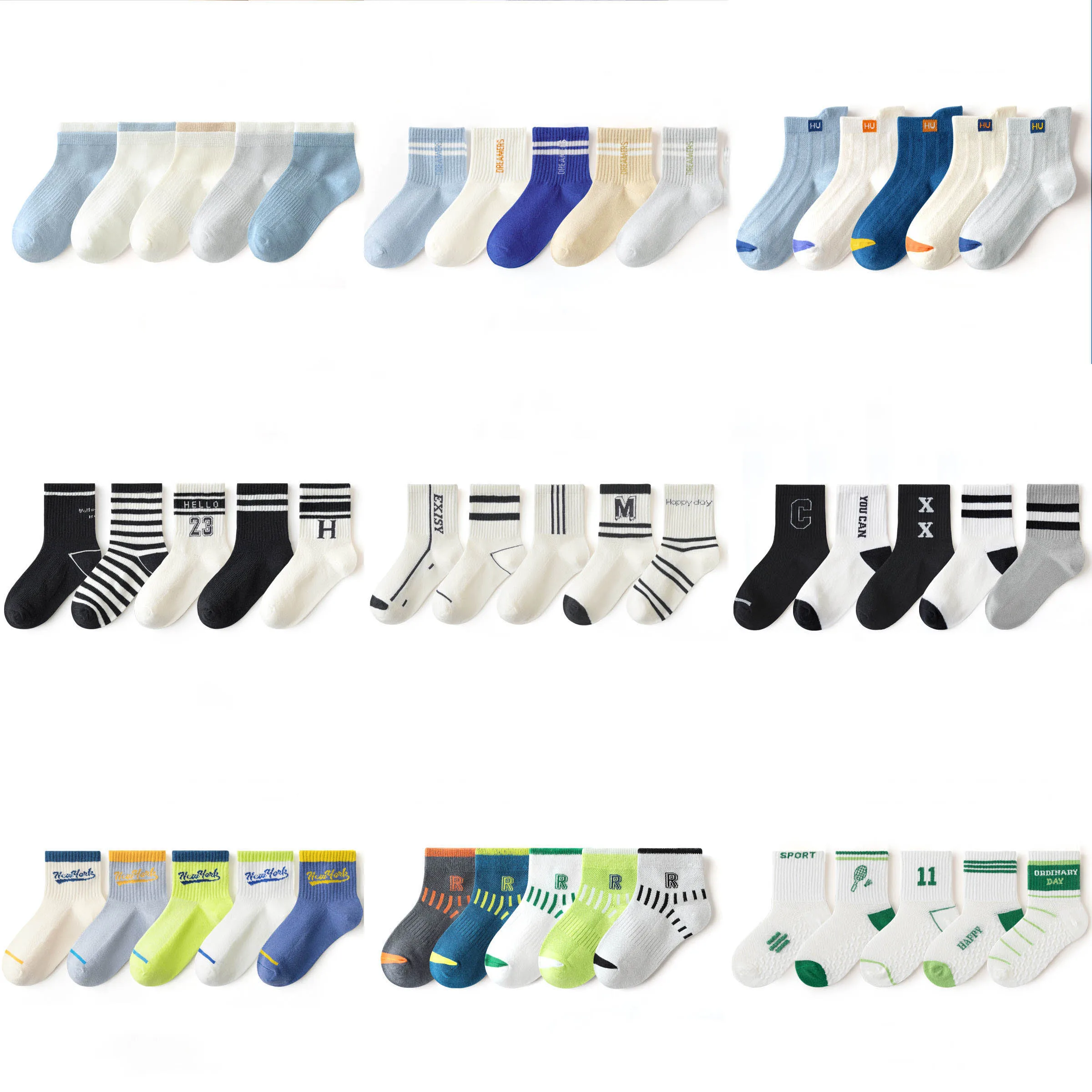 

5 пар/лот, весенне-летние детские носки средней длины для мальчиков, хлопковые сетчатые школьные спортивные носки для маленьких мальчиков, комплект детских носков для мальчиков