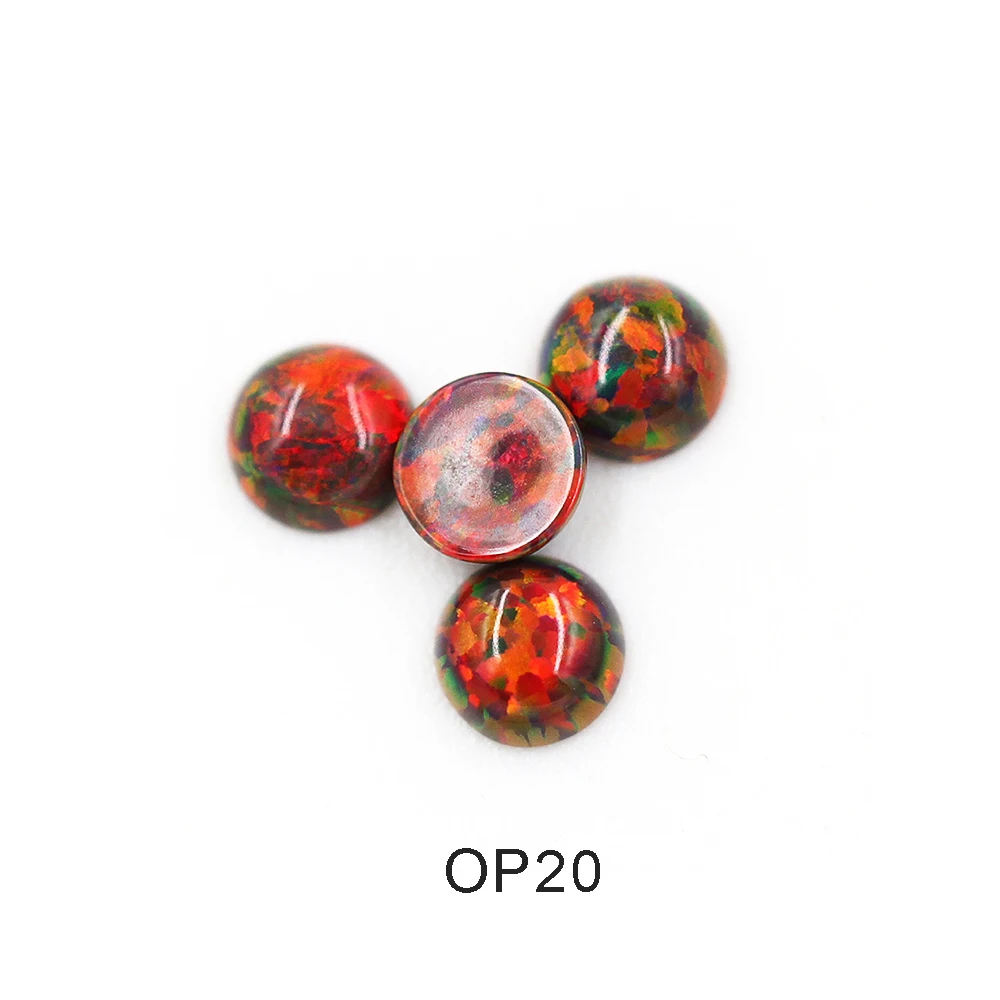 20/50 Pieces Red Fire Opal Beads for Crafting Round Red Flat Back Beads for Jewelry Making