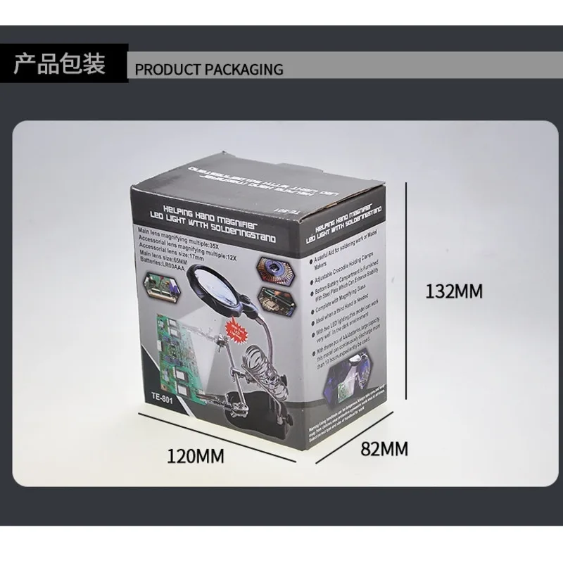 Lampu LED Helping Hands dengan Kaca Pembesar Fleksibel Gooseneck dan Klip Buaya untuk Perbaikan Ponsel, Penyolderan, dan Pembuatan Perhiasan