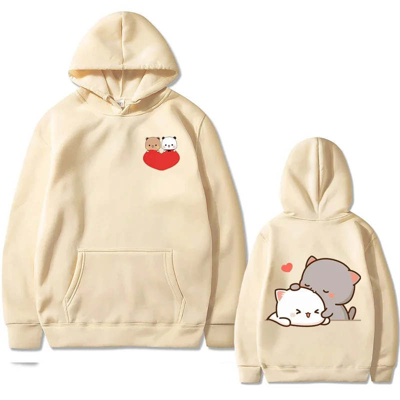 

Peach Cat Kawaii Print Women Hoodie Casual Oversized Pullover Popular Streetwear Fashion Sweatshirt Couple Clothing