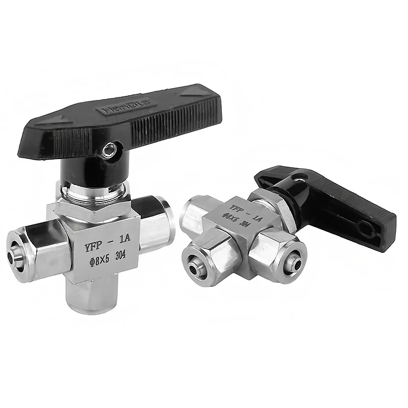 304/316 Stainless Steel Quick Ttwist Ferrule Three-way Ball Valve YFP-1A Bore 6x4 8x5 8x6 10x6.5 12x8 12x10mm L Type PU Air Hose