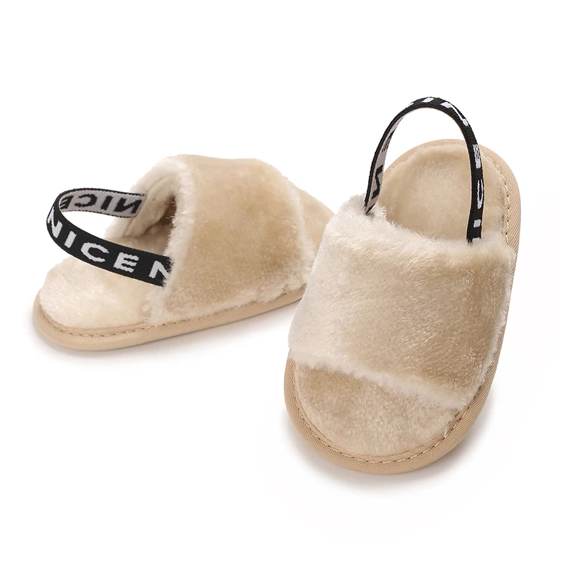 HAIZHIW NEW Winter Baby Slippers Fluffy Baby Boy Girl Sandals Cute Plush Soft Non-slip Sole Toddler First Toddler Baby Shoes