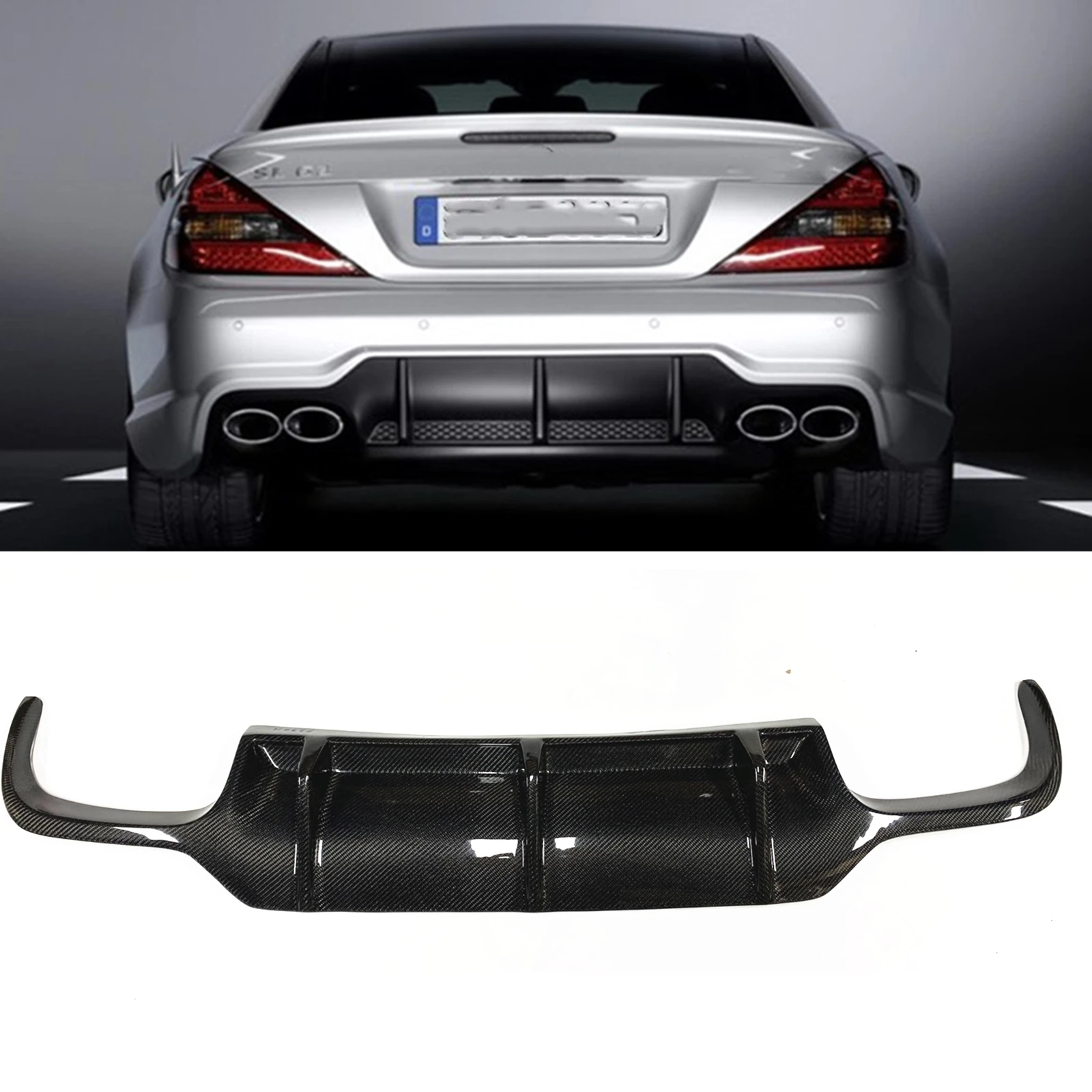 

Rear Diffuser Lip For Mercedes-Benz R230 SL63 SL65 2009 2010 2011 2012 2013 2012 4 Tips AMG Bumper Spoiler Splitter