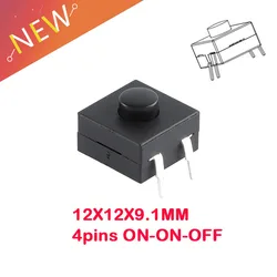 10PCS Double Row Vertical LED Flashlight Switch 4pins ON-ON-OFF 12*12*9.1mm 214A Strong Light Flashlight Button Switch Fittings