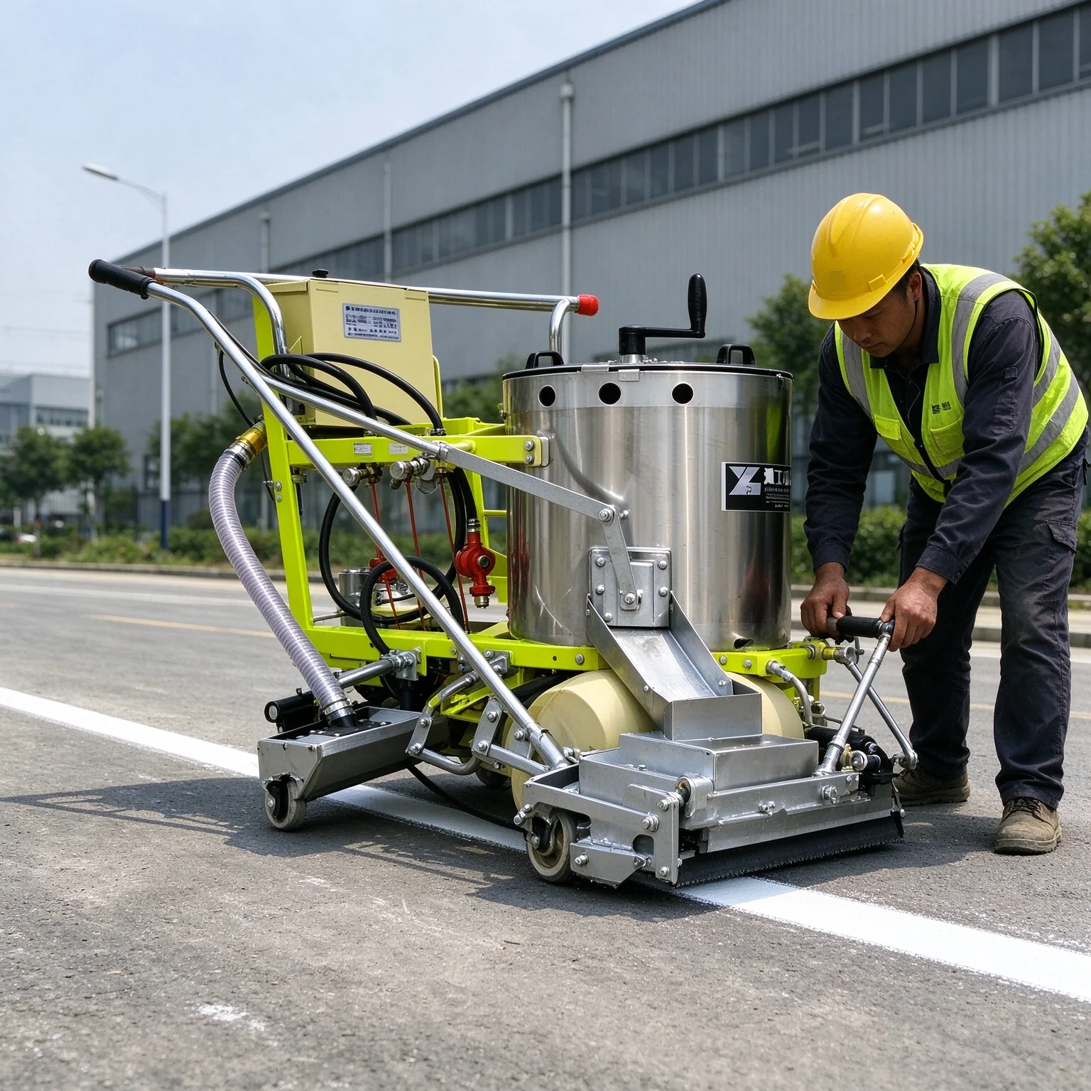 Hot Melt Road Striping Machine Hand Push Thermoplastic Marking Machine Stainless Steel Tank For Asphalt Concrete Pavement
