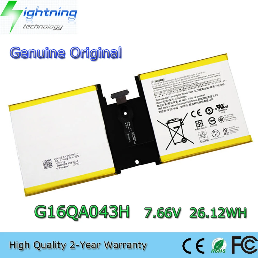 

G16QA043H Аккумулятор для ноутбука 7,66 В, 26,12 Втч для планшетов серии Microsoft Surface Go 1824 1825 и т. д.