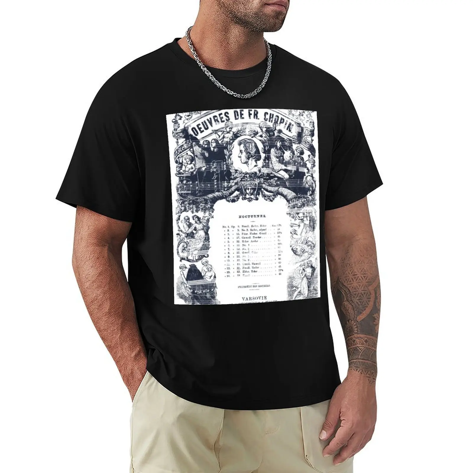 Frederick Chopin Nocturne art T-Shirt Blouse vintage anime shirt customs t shirts for men pack