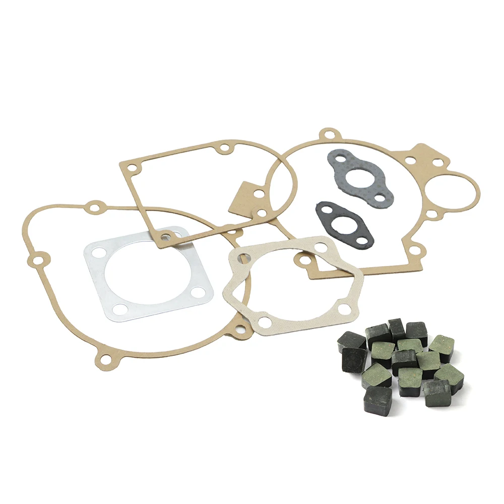 2-Stroke Engine Gasket Kit With 15 Pcs Clutch Pads For 49cc 50cc 60cc 66cc 80cc 100cc Motorized Bicycle Push Bike Replacement
