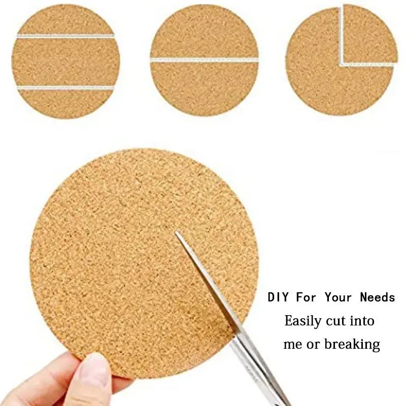 Self-adhesive Cork Mat Round Square Cork Mat Handmade DIY Craft Materials Table Decor for With Strong Adhesive Office Home