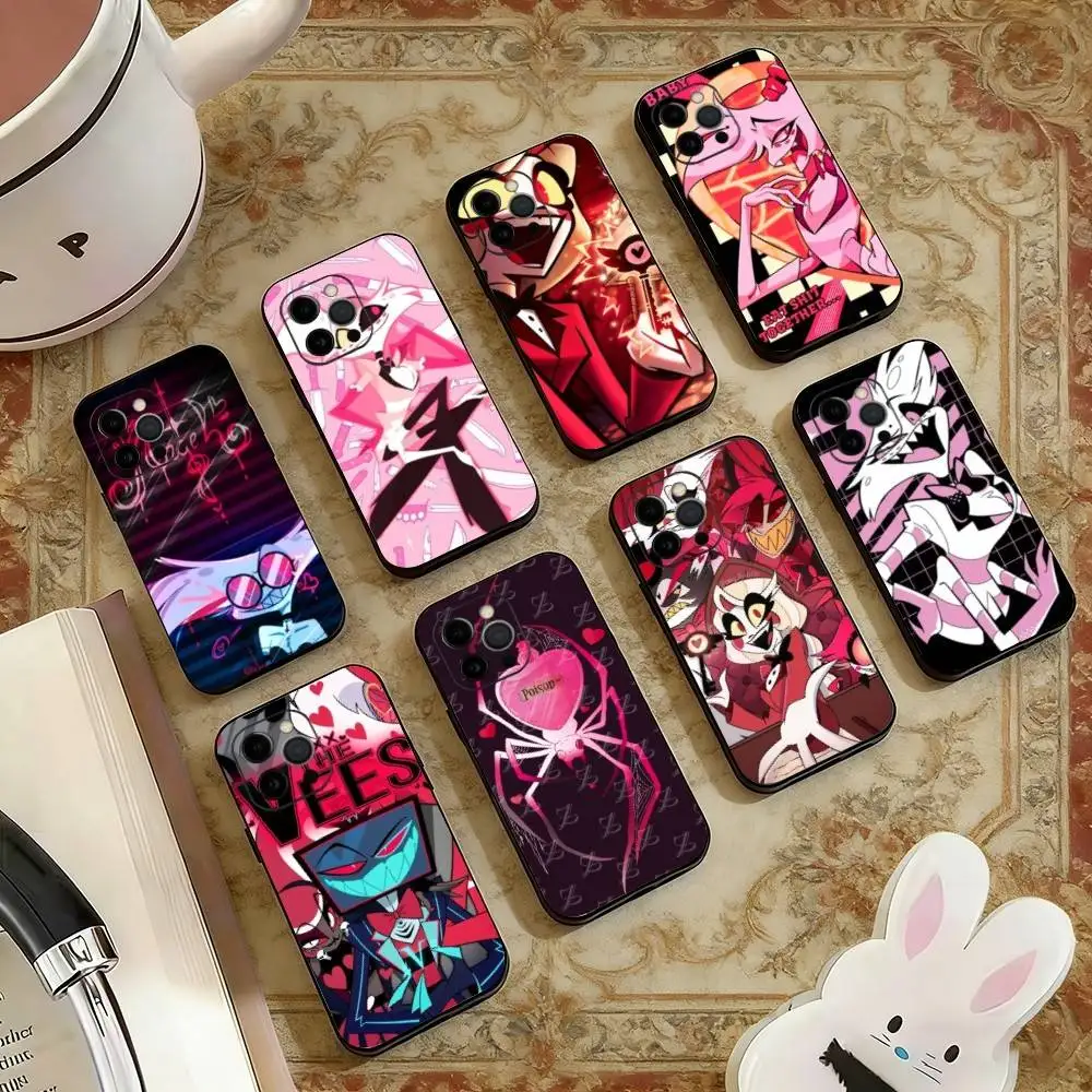 

D-Hazbin Hotel Phone Case For iPhone 17, 16,15,14,13,12,11 Plus,Pro Max, Others Soft Black Cover