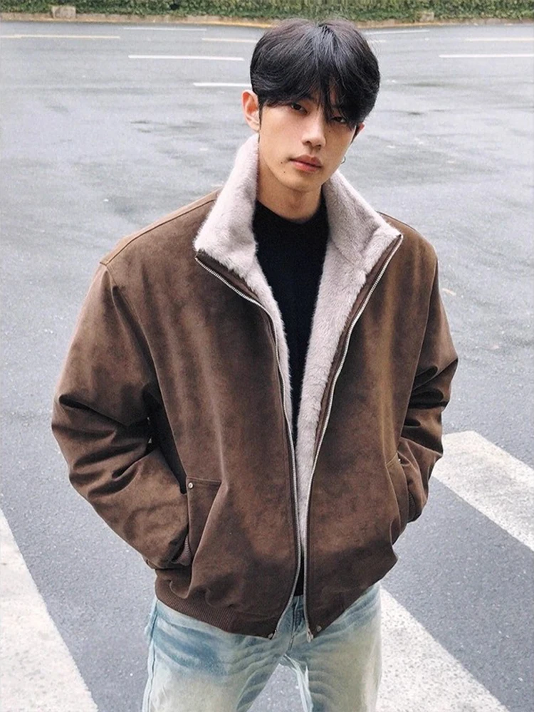 الأمريكية الرجعية الوزن الثقيل مزدوجة اللون الفراء القطن Jaet الرجال الشتاء Fce اصطف Thiened الرجال أسفل Jaet الدفء #2