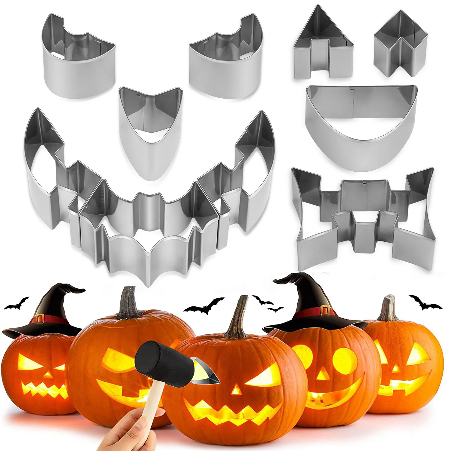 12PCS Halloween Pumpkin Carving Kit Stainless Steel with Storage Box Pumpkin Cutters Sculpt Knives for DIY Home Party Decoration