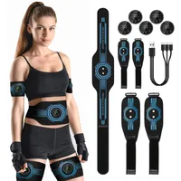 Traje de fitness abdominal EMS, cinturón abdominal de masaje inteligente, pegatina que se puede utilizar con rociador de agua sin almohadilla de gel, carga USB