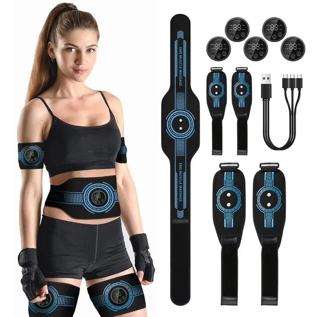 Ceinture de massage EMS intelligente, ensemble d'entraînement de stimulation musculaire complète du corps, appareil de fitness abdominal, version rechargeable par USB 1