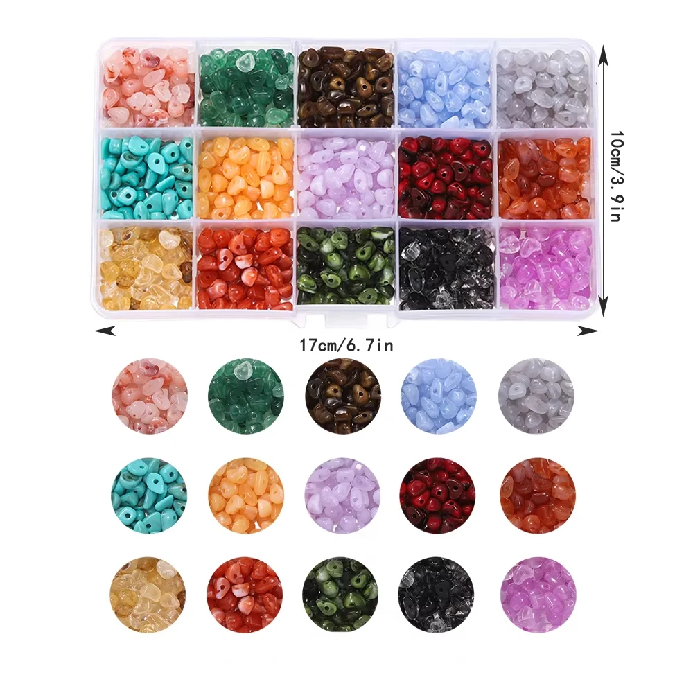 About 525pcs/Box Imitation Natural Stone Beads Irregular Acrylic Spacer Loose Bead Set for Bracelet Necklace DIY Jewelry Making