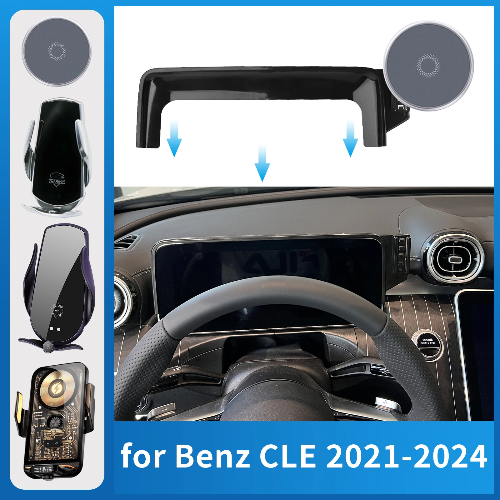 

Fit for Mercedes Benz CLE 2021-2024 Coupe Sport Car Phone Holder Screen Fixed Navigation Bracket Base Wireless Charging