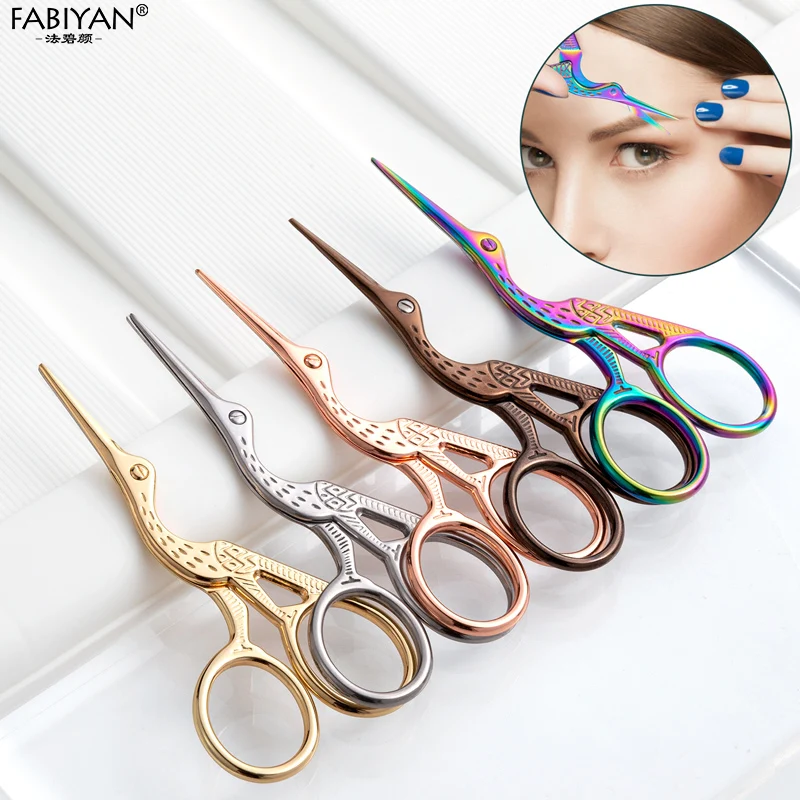 Retro Stainless Steel Beauty Scissors Makeup Grooming Trimmer Eyelash Nose Facial Hair Remover Nail Scissors Sewing Tools