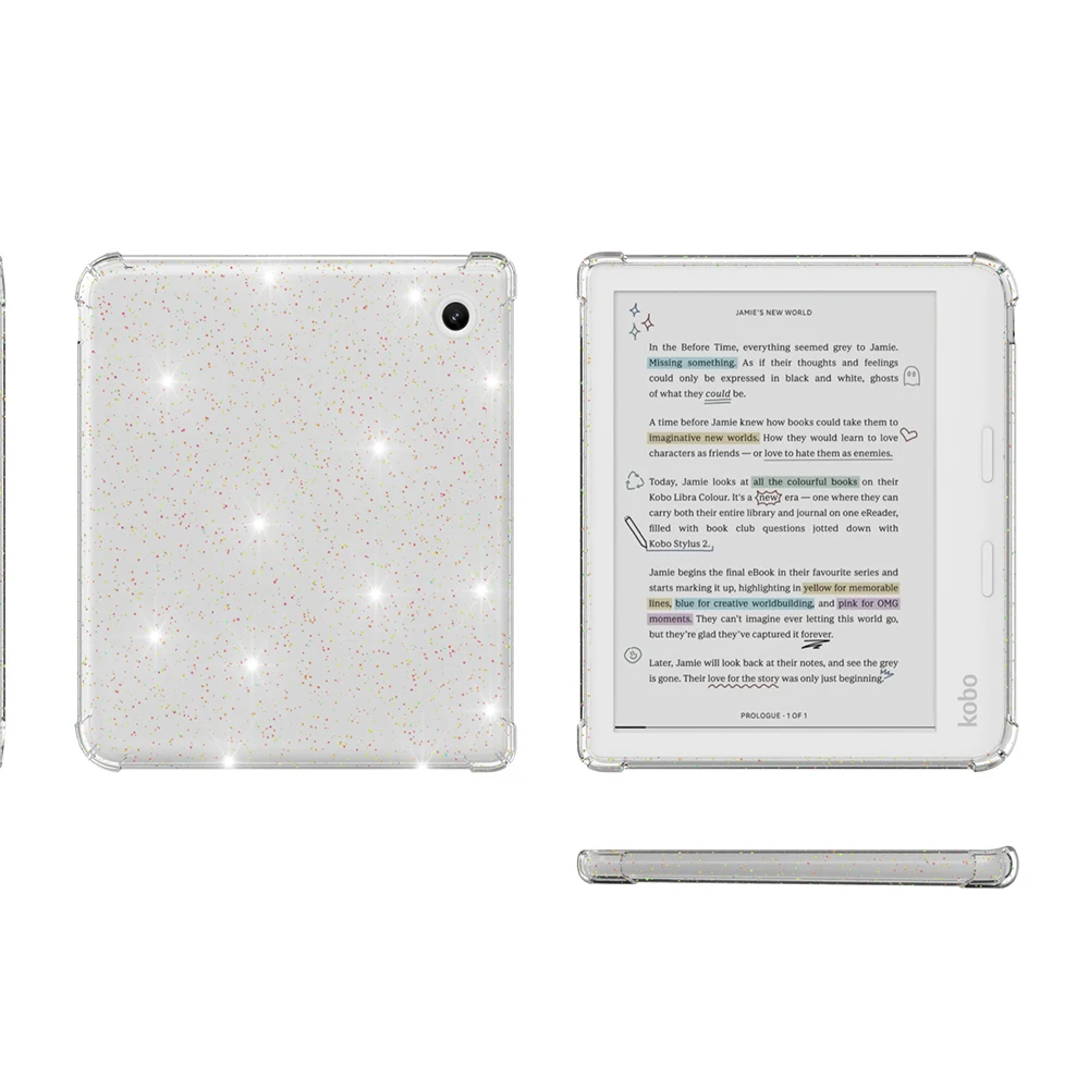 4 Shockproof Airbags Slim Back Cover Glittering Case For Kobo Libra Colour / Libra 2 Case N428 N418 7