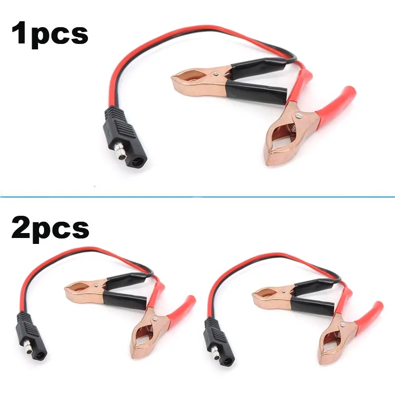 

14AWG 36CM 2Pin SAE Quick Disconnect Plug to Battery Alligator Clips Cable Clamps Connectors Cord