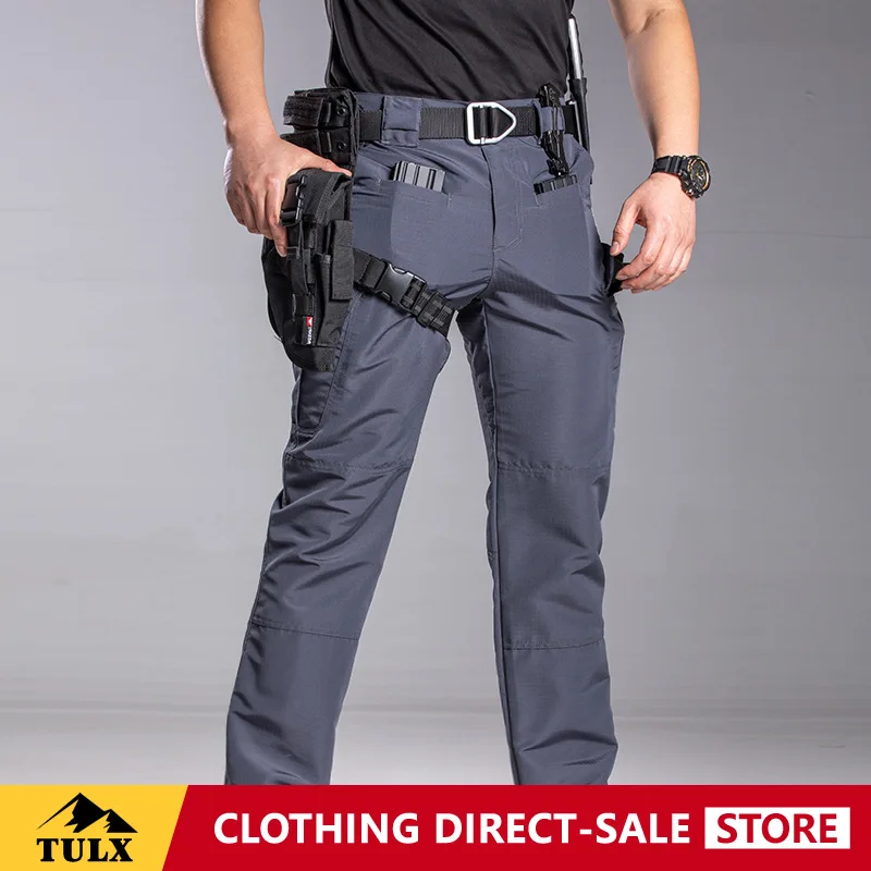 Spring Autumn Tactical Pants Men Multiple Pockets Wear-resistant Breathable Waterproof Overalls Outdoor Durable Work Pants