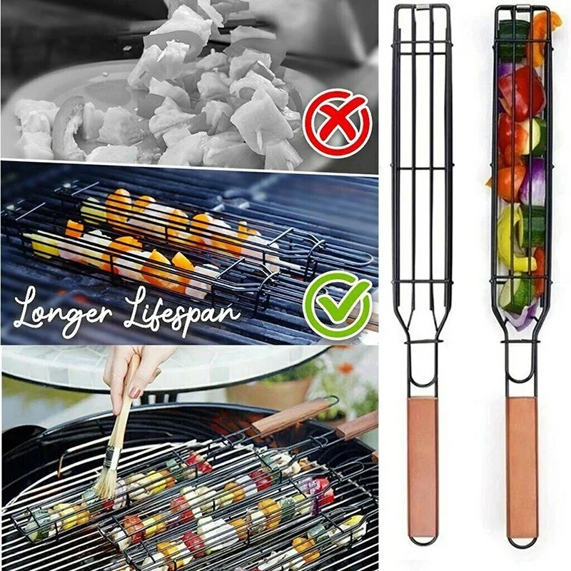 Barbecue Baskets BBQ Grilling Basket Charcoal Grill Outdoors Grill Tools Portable Nonstick Roasting Meat Accessories Picnic