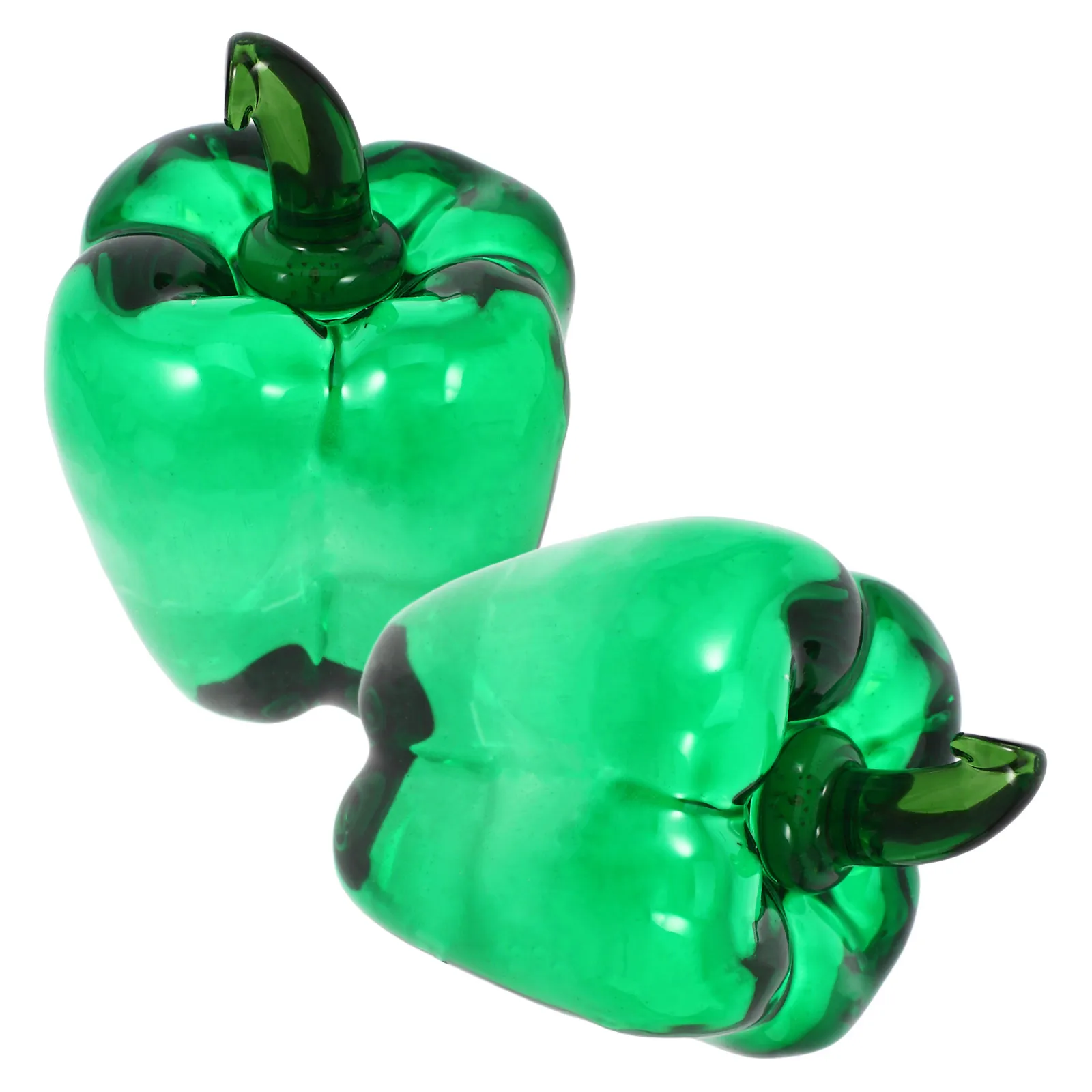 

2Pcs Crystal Chili Decor Glass Pepper Ornament for Home Office Desktop Living Room Tabletop Decoration Vegetable Art Piece