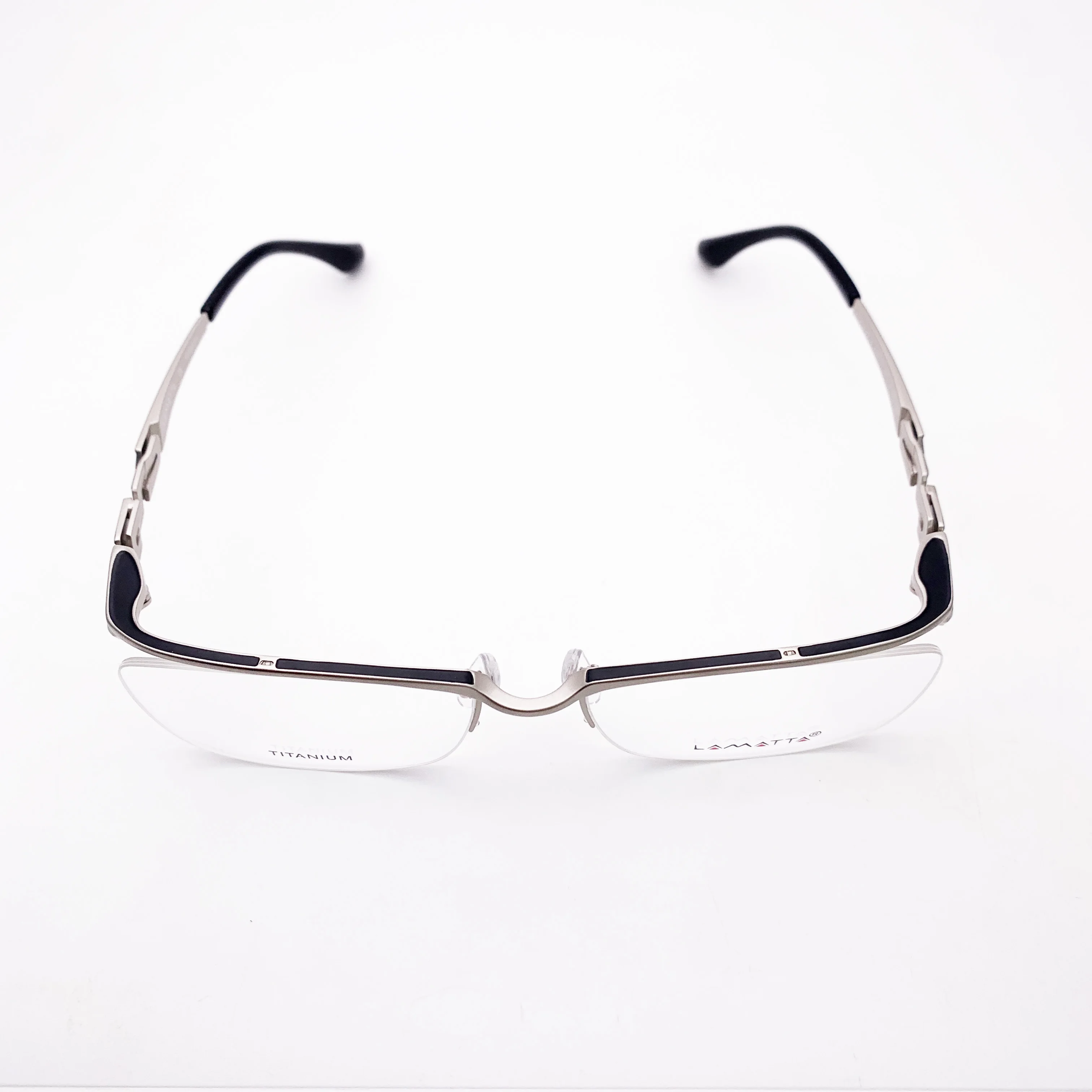 Belight Optical Japan Futuristic Design Titanium Half Rimless Frame Fit For Big Face Men Prescription Semi Eyeglasses LA6150