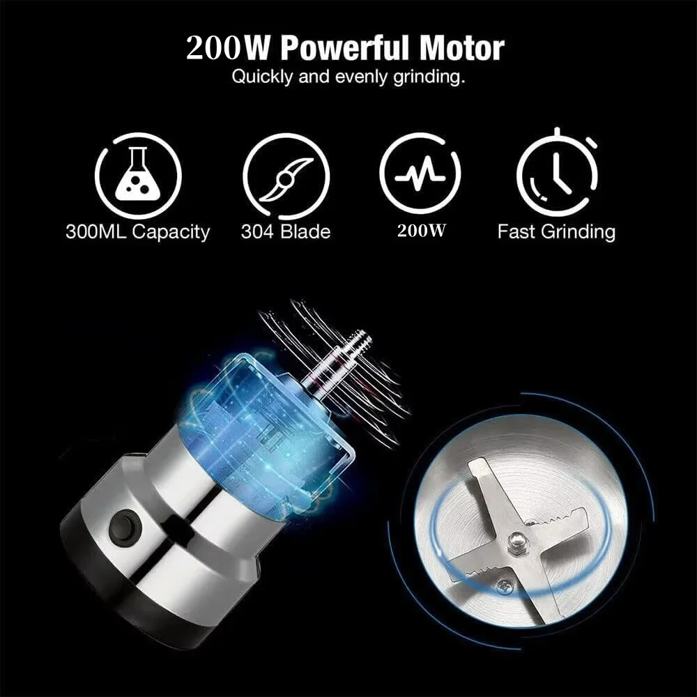 Coffee grinder spice pepper grinder grain grinder 4-blade mini electric grinder household 300ml ultra-fine baby food grinder