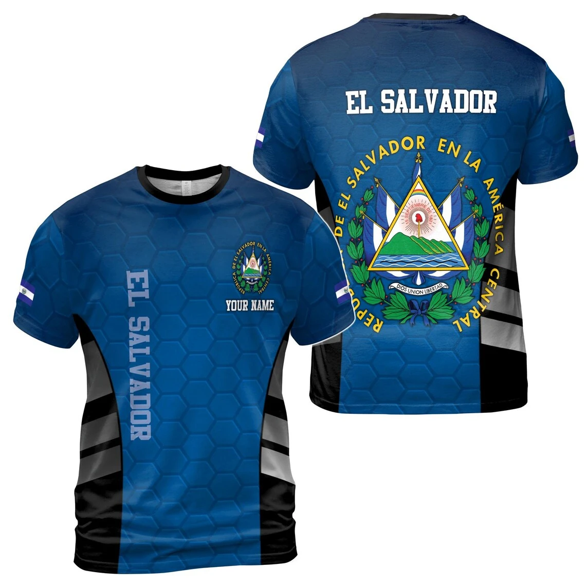 Camisetas gráficas con bandera de EL Salvador para hombre, ropa de fútbol, moda de verano, camisetas deportivas holgadas con cuello redondo, camisetas Unisex