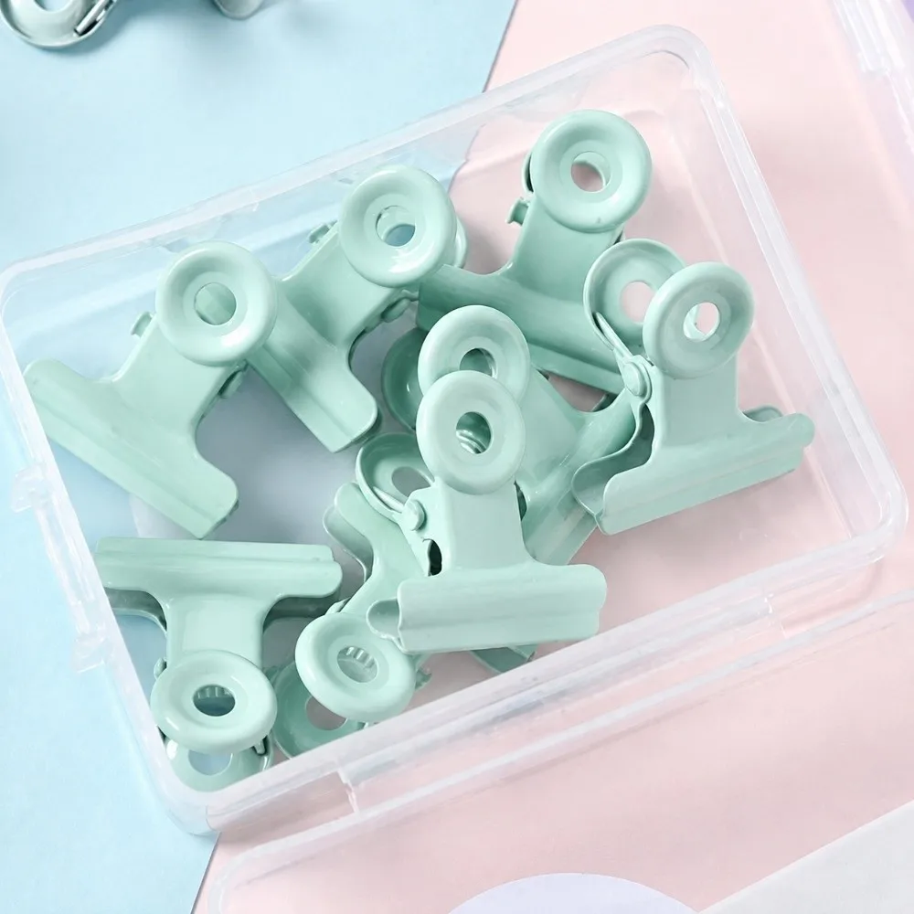 8pcs Fashion Metal Binder Clips Macaron Color Round Head Ticket Clips Colorful Box Packed Metal Clips Bill Storage