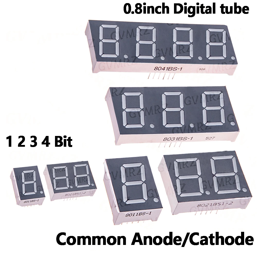 2pcs 0.8inch Digital tube Common AnodeCathode Red 1 2 3 4 Bit digital Tube LED Display 7 segment 0.8